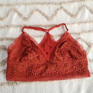 Aerie Orange Rust Lace Bralette Large